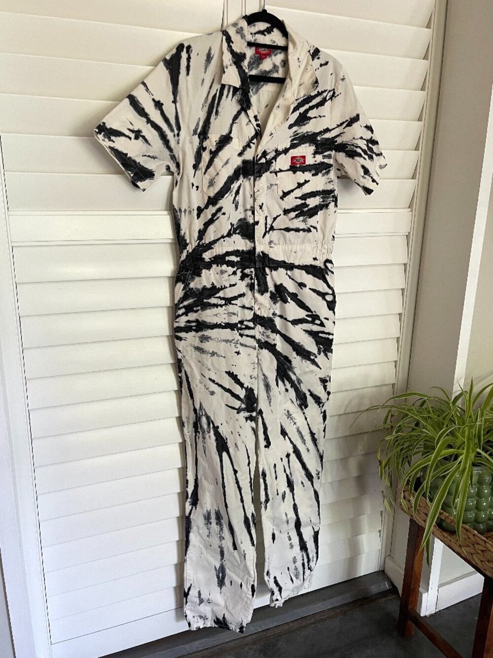 Dickies Short Sleeve Coverall in White Black Tie Dye Size L - Picture 4 of 13